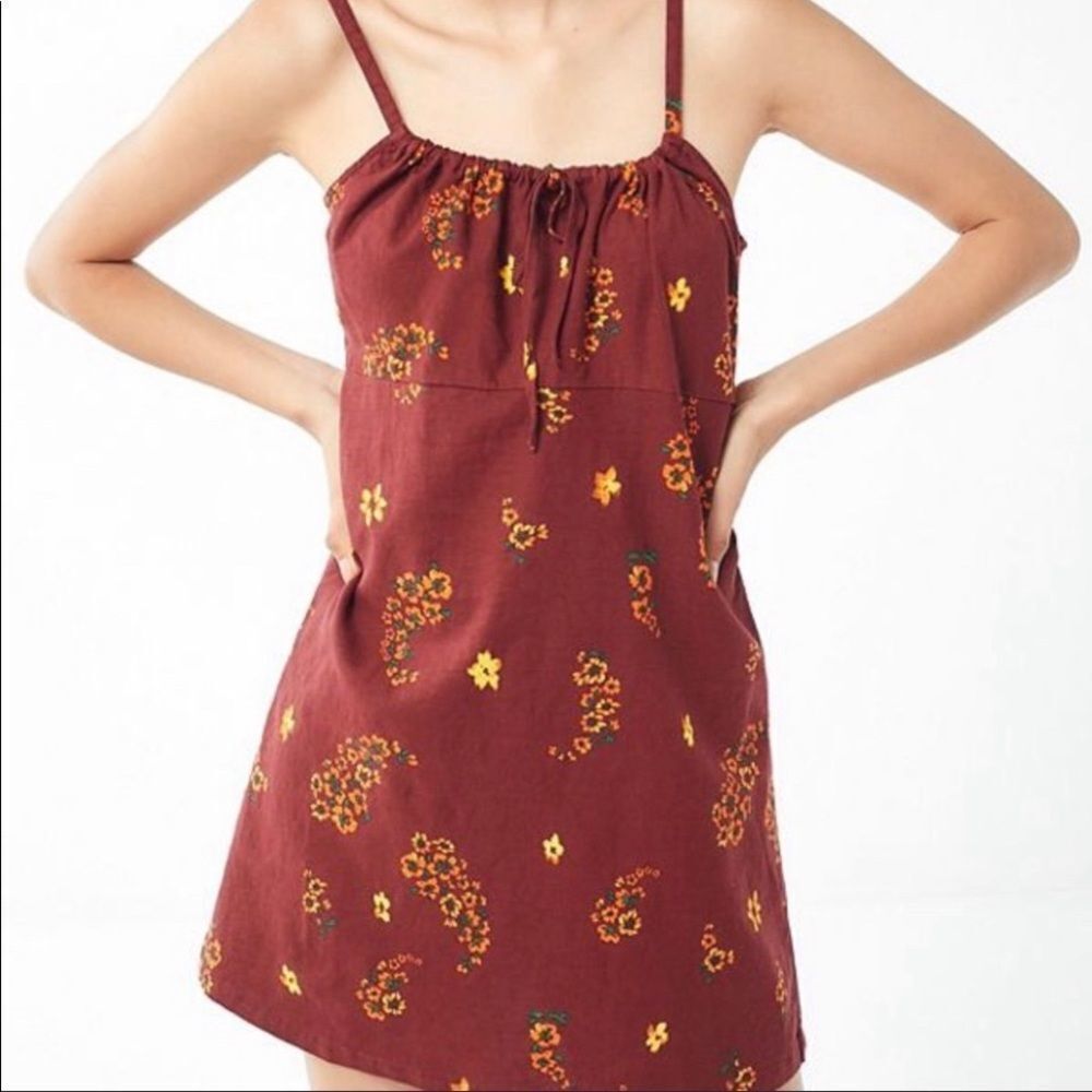 Urban Outfitters maroon tie front Ester dress